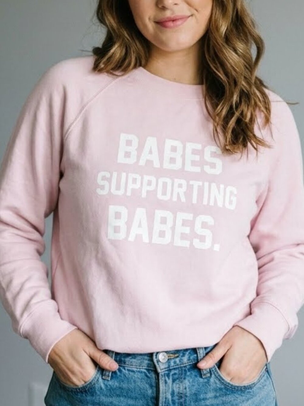 Brunette The Label Pink Babes Supporting Babes Pullover Crewneck Size‎ M/L
